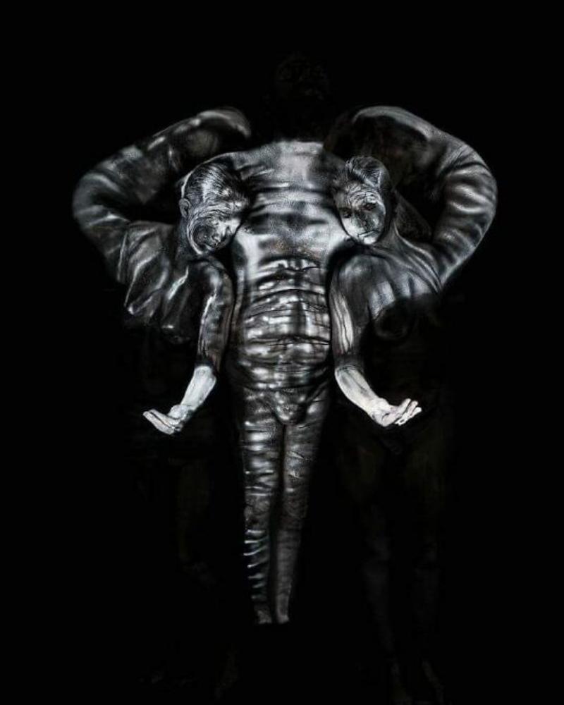 Elephants have always been fascinating, but becoming body art makes them even more impressive